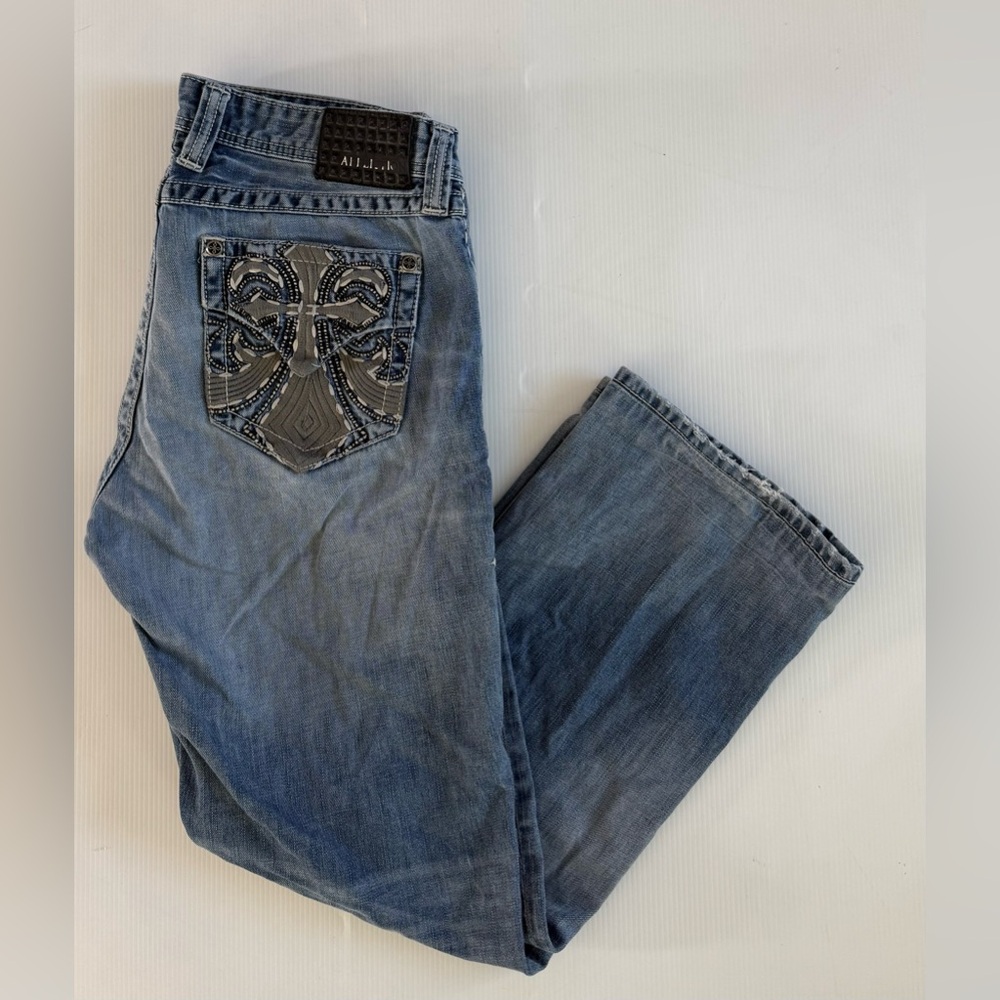 Affliction Blake Black Premium Men’s Jeans 34x30  Straight Leg Stretch Distresse